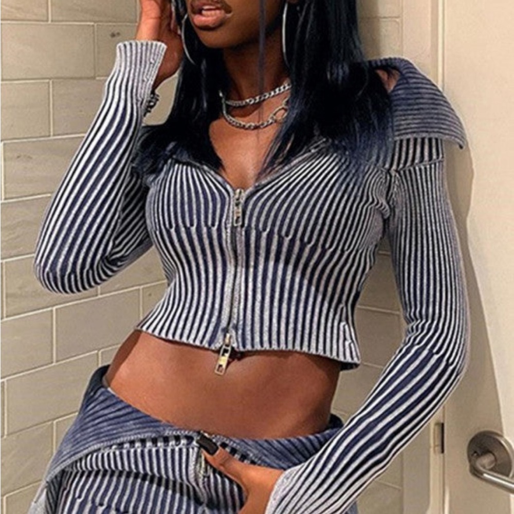 knitted zipper top